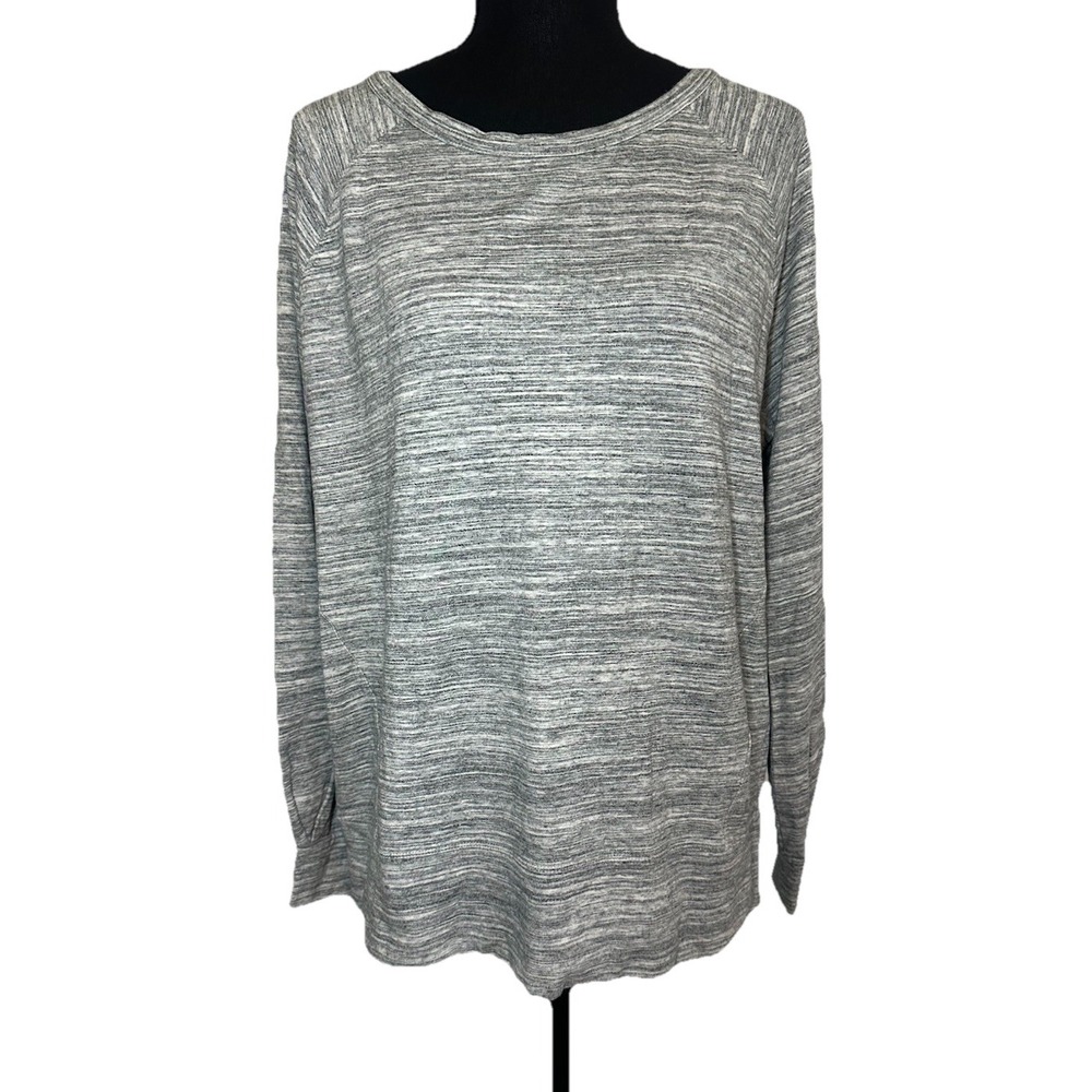 Athleta Women's Gray Pullover Sweater Crewneck Bandha Marled Sweatshirt SMALL